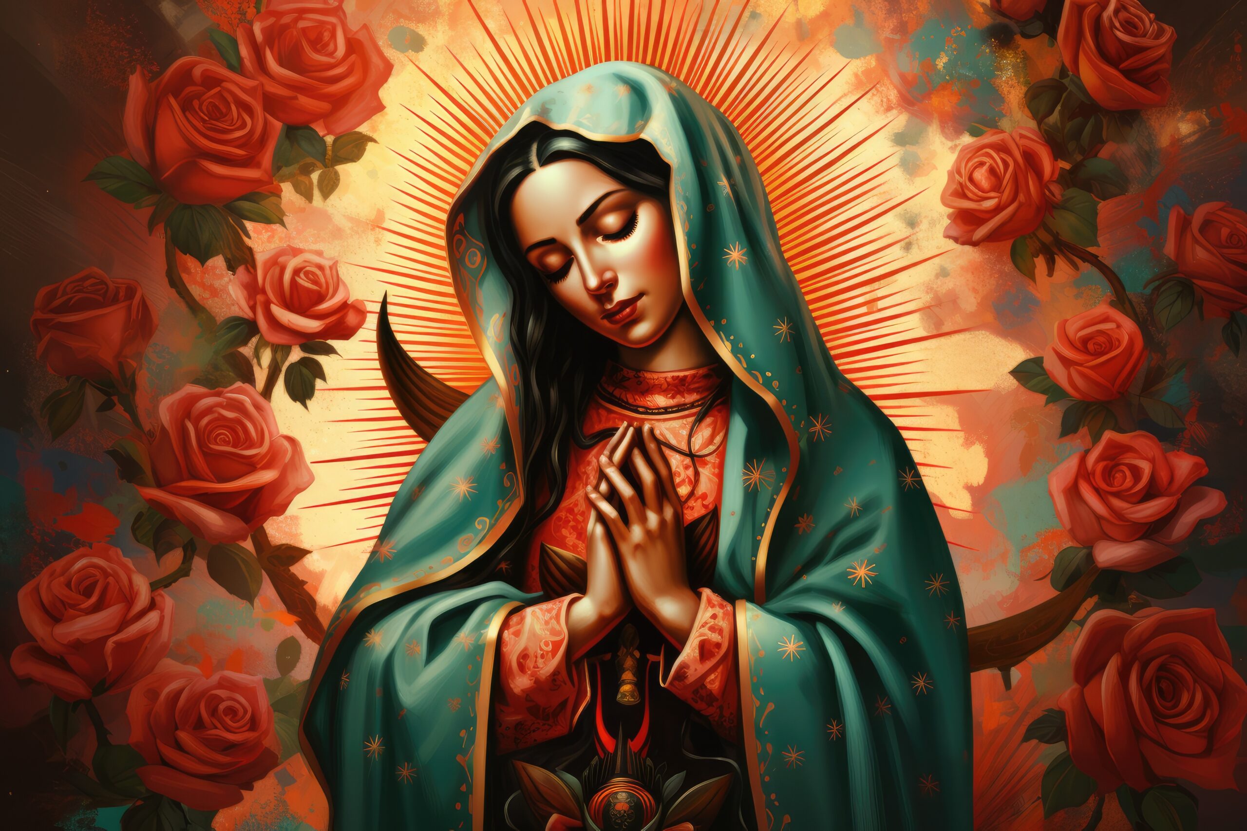 Beautiful lady of guadalupe mexico saint holy faith. Generative AI